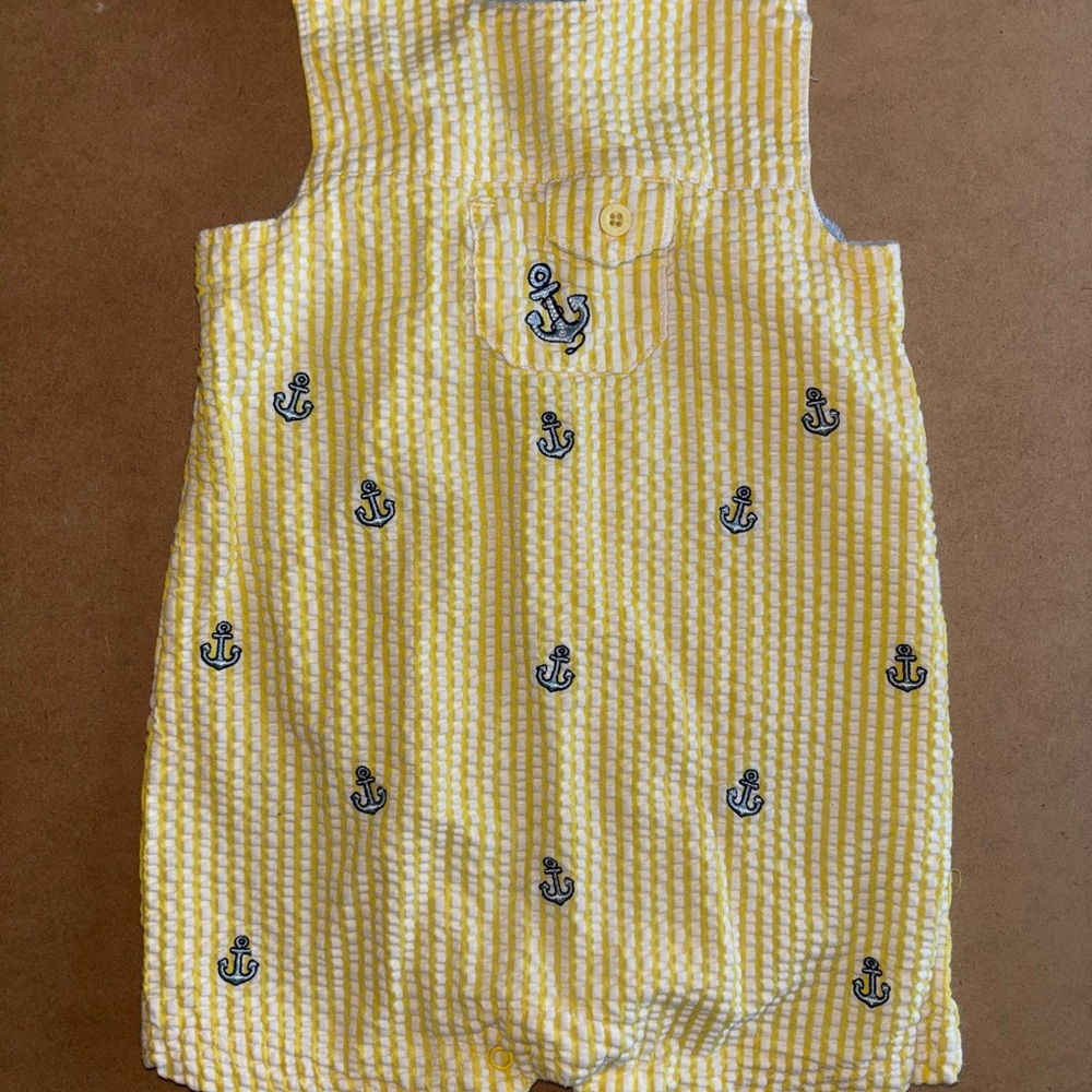 Little Me Yellow and White Striped Romper